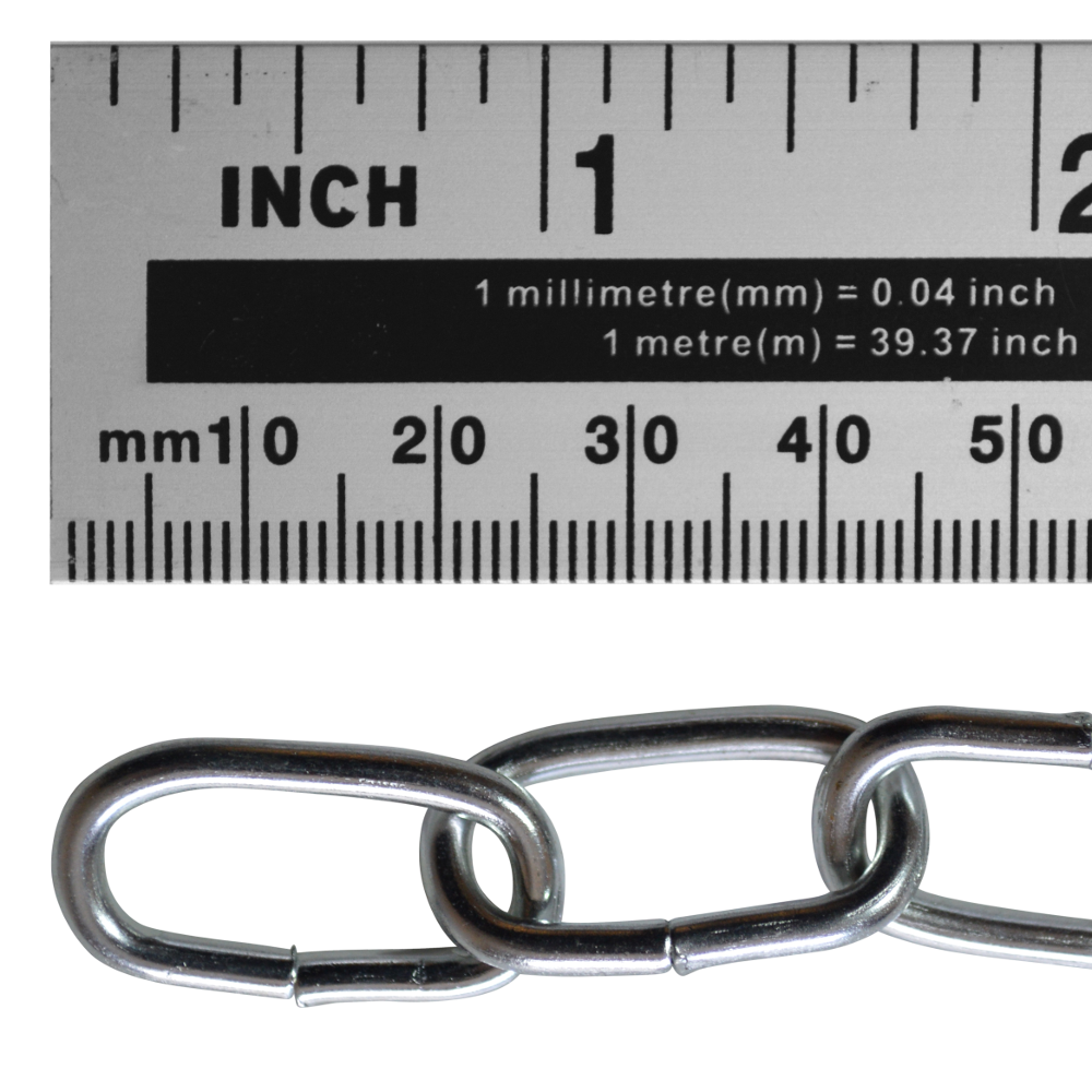 ASEC Steel Welded Chain Silver 2.5m Length 3mm x 21mm 2.5m - Zinc Plated