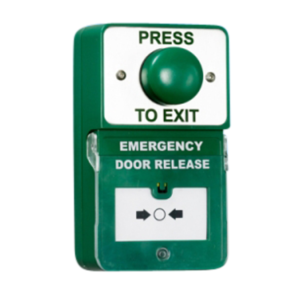 ASEC Dual Unit Combined Exit Button and Call Point Green