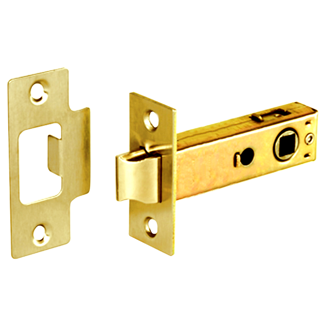 ASEC Bolt Through Tubular Mortice Latch 76mm - Polished Brass