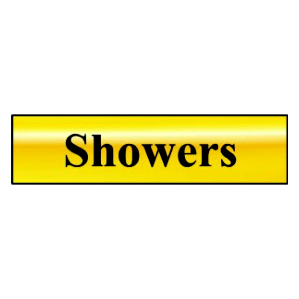 ASEC Showers 200mm X 50mm Gold Self Adhesive Sign Gold