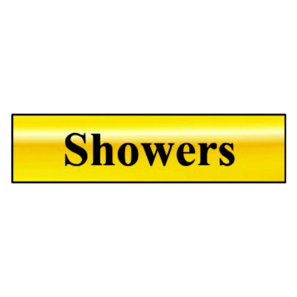 ASEC Showers 200mm X 50mm Gold Self Adhesive Sign Gold