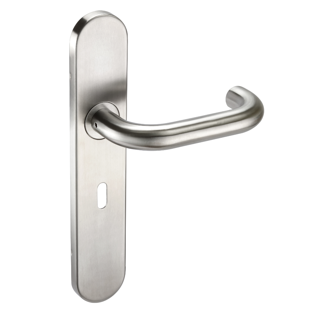 ASEC Radius Backplate Lever Furniture DDA Lever Lock - Satin Stainless Steel