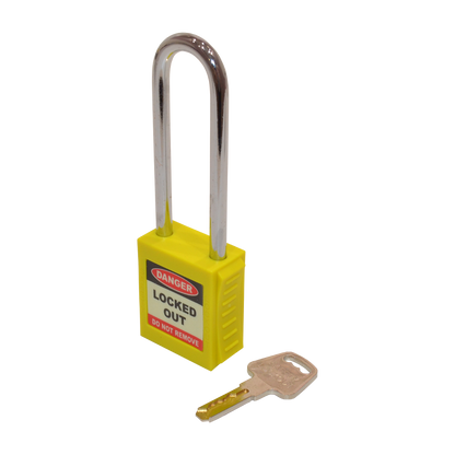 ASEC Safety Lockout Tagout Padlock Long Shackle Yellow