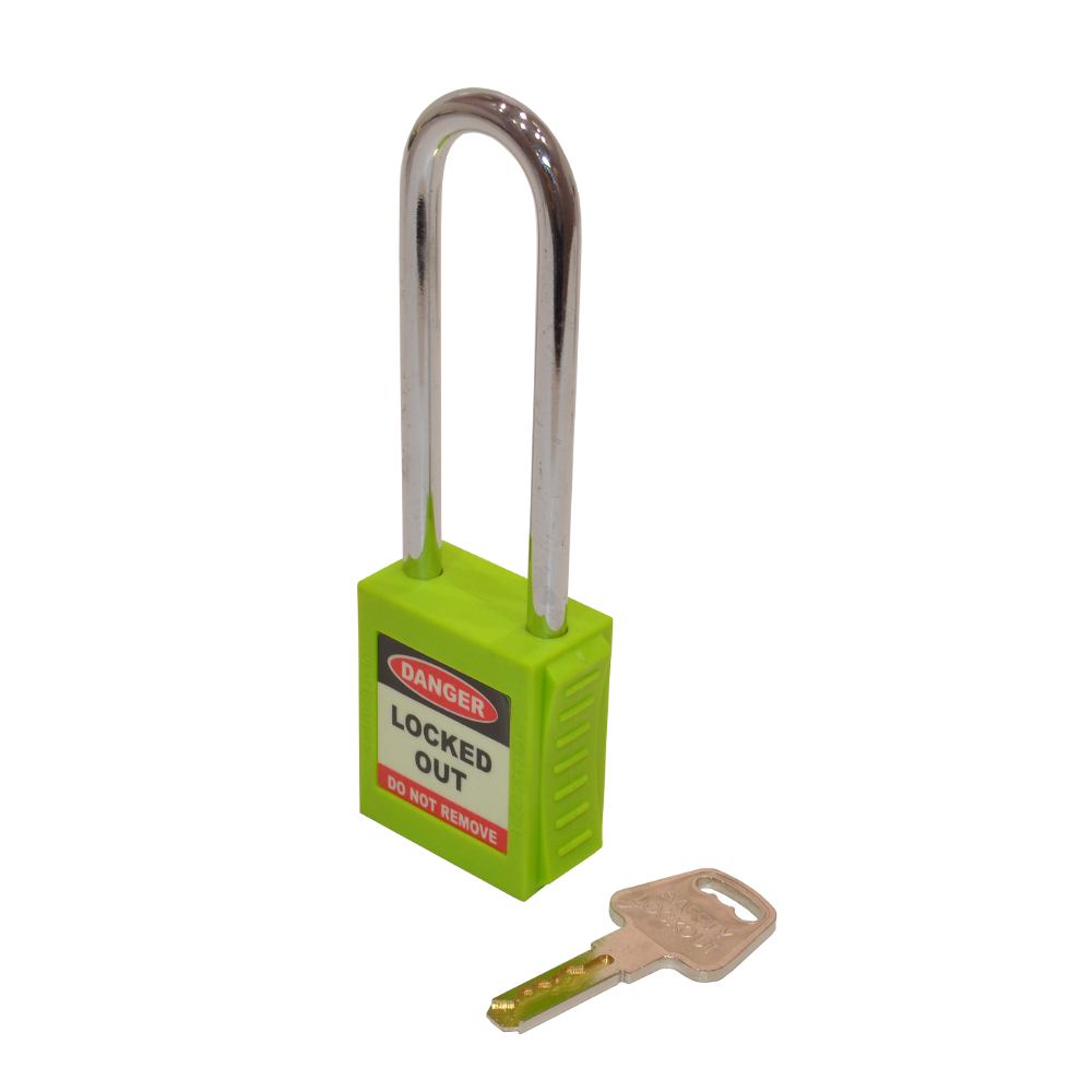 ASEC Safety Lockout Tagout Padlock Long Shackle Green