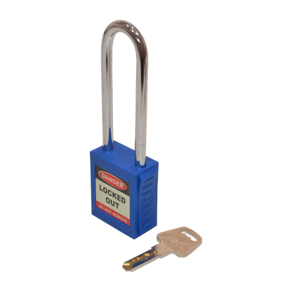 ASEC Safety Lockout Tagout Padlock Long Shackle Blue