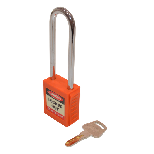 ASEC Safety Lockout Tagout Padlock Long Shackle Orange