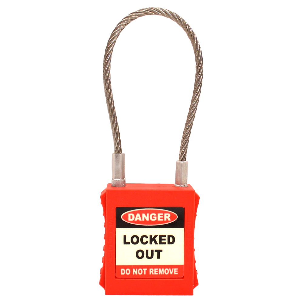 ASEC Safety Lockout Tagout Padlock with Wire Shackle 42mm Width