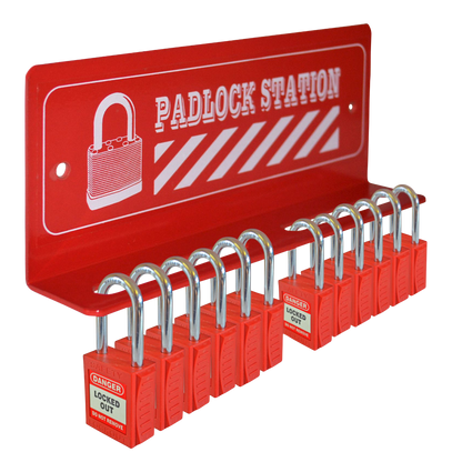 ASEC 12 Padlock Mini Lockout Tagout Station 12 Lock - Red