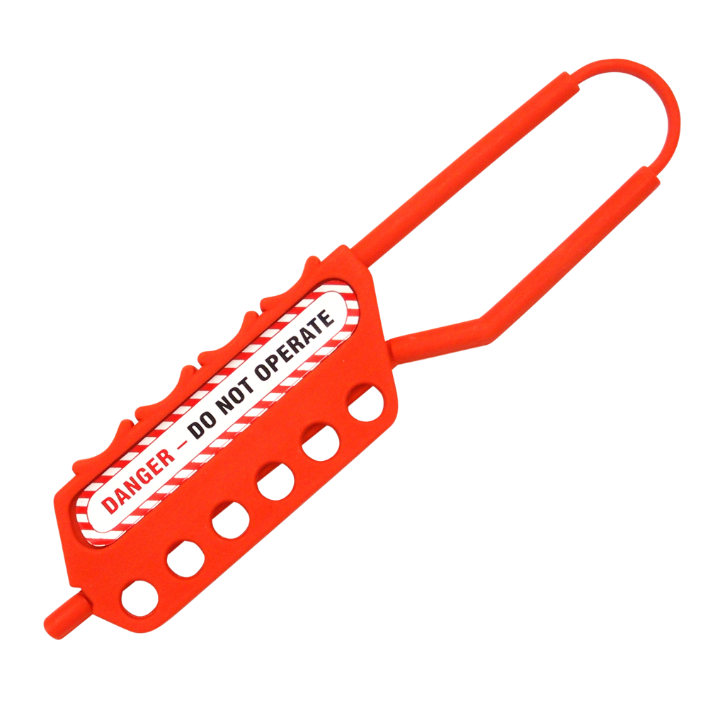 ASEC Nonconductive Lockout Tagout Hasp 6 Holes 6mm Thread 6 Holes - Red