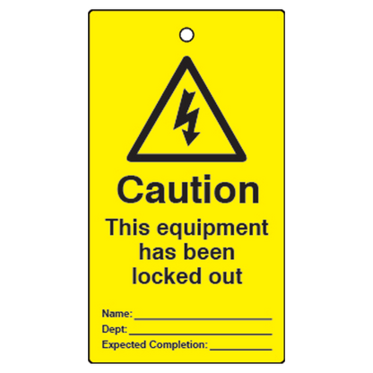 ASEC Lockout Tagout Tags This Equipment Has Been Locked Out Pack of 10 Pack of 10 - Yellow