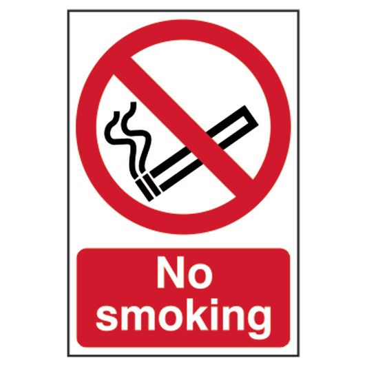 ASEC No Smoking Sign 200mm x 300mm 200mm x 300mm - Red & White