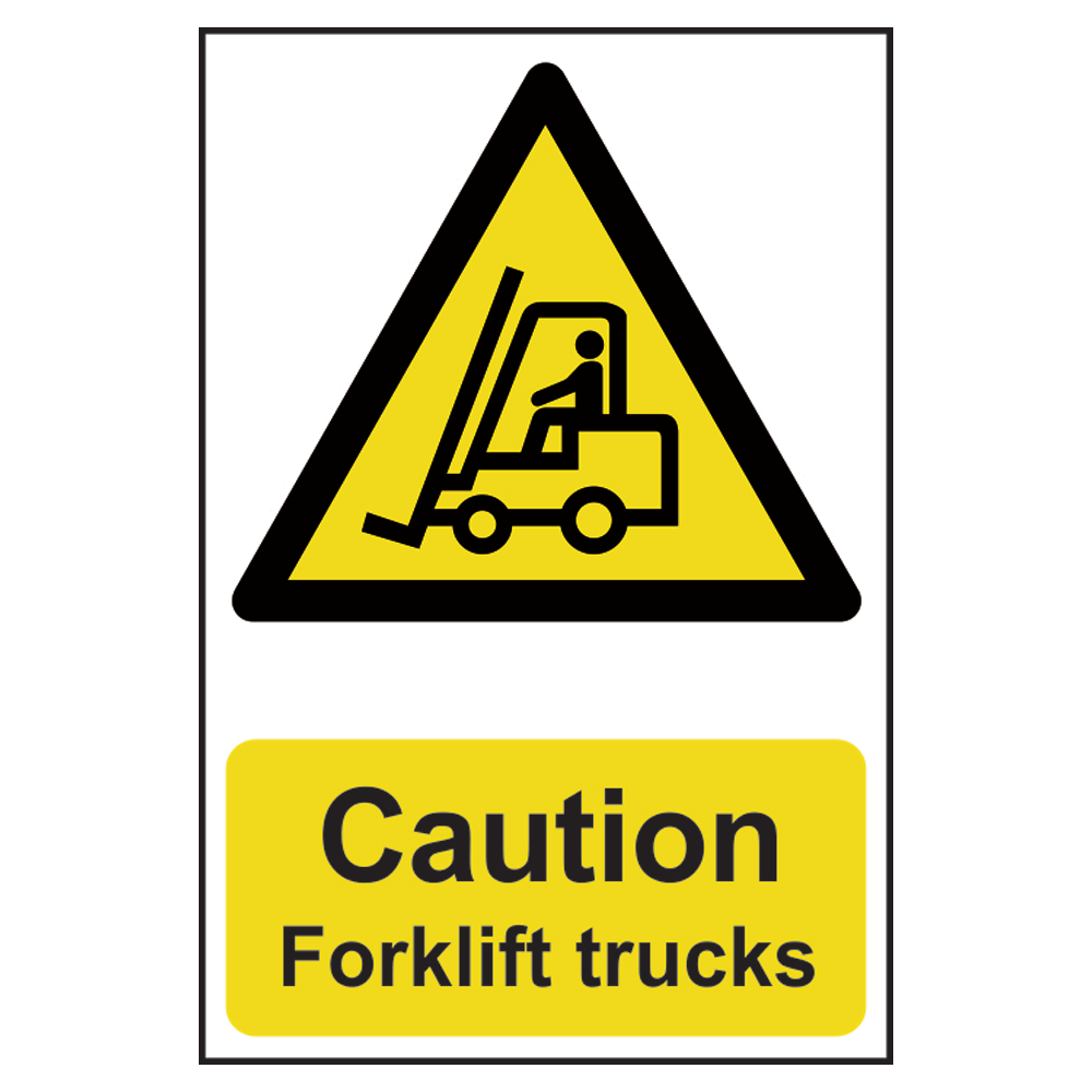 ASEC Caution: Forklift Trucks Sign 200mm x 300mm 200mm x 300mm - Black & Yellow