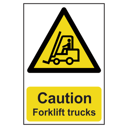 ASEC Caution: Forklift Trucks Sign 200mm x 300mm 200mm x 300mm - Black & Yellow