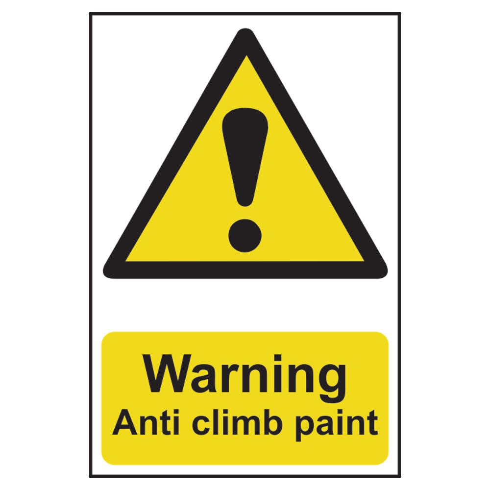 ASEC Warning: Anti Climb Paint Sign 200mm x 300mm 200mm x 300mm - Black & Yellow