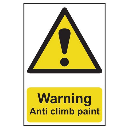 ASEC Warning: Anti Climb Paint Sign 200mm x 300mm 200mm x 300mm - Black & Yellow