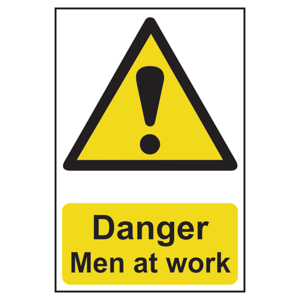 ASEC Danger: Men at Work Sign 200mm x 300mm 200mm x 300mm - Black & Yellow