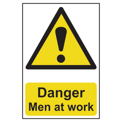 ASEC Danger: Men at Work Sign 200mm x 300mm 200mm x 300mm - Black & Yellow