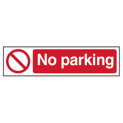 ASEC No Parking Sign 200mm x 50mm 200mm x 50mm - Red & White