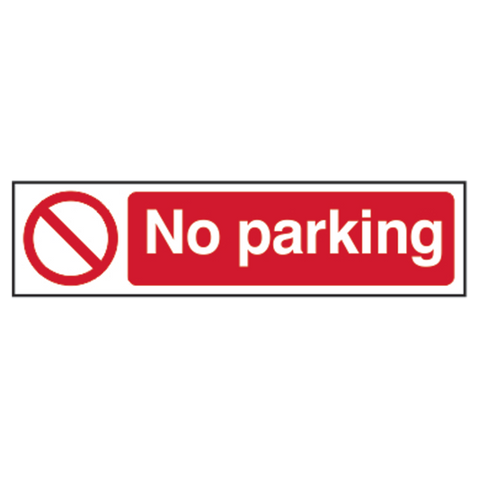 ASEC No Parking Sign 200mm x 50mm 200mm x 50mm - Red & White