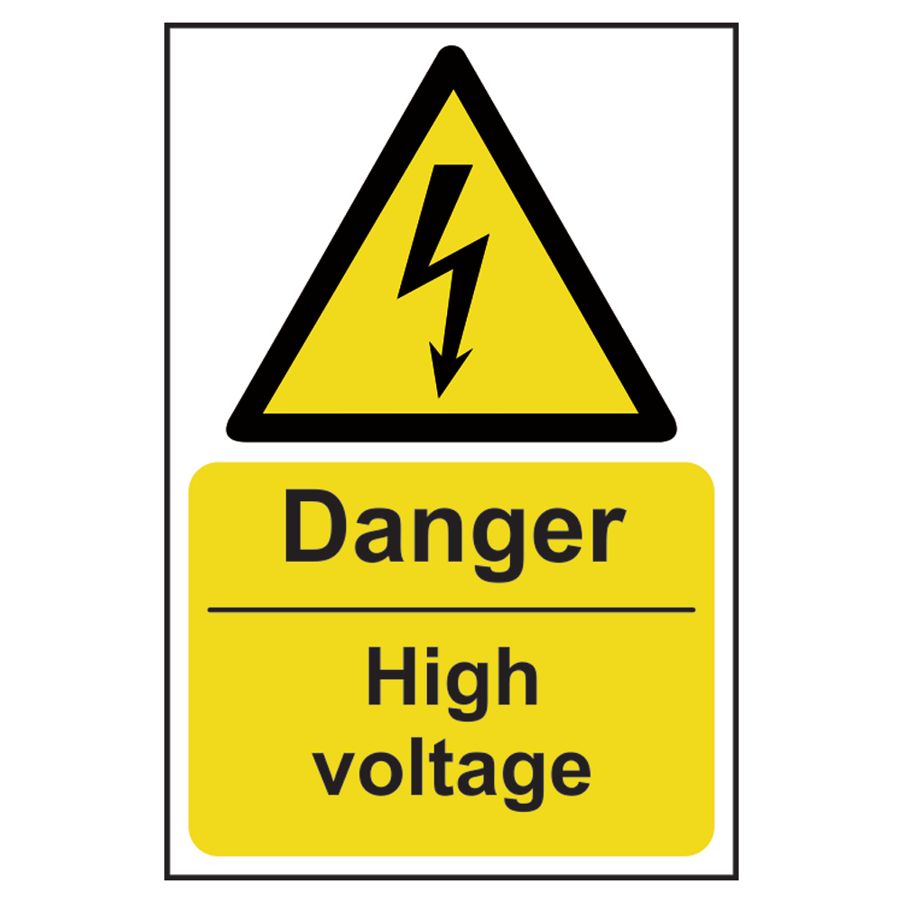 ASEC Danger: High Voltage Sign 200mm x 300mm 200mm x 300mm - Black & Yellow