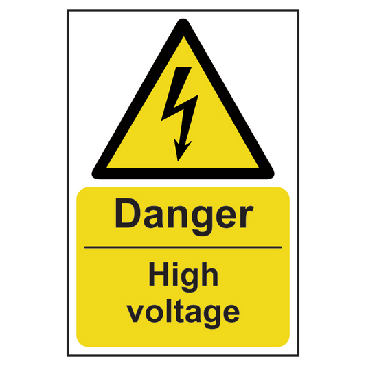 ASEC Danger: High Voltage Sign 200mm x 300mm 200mm x 300mm - Black & Yellow