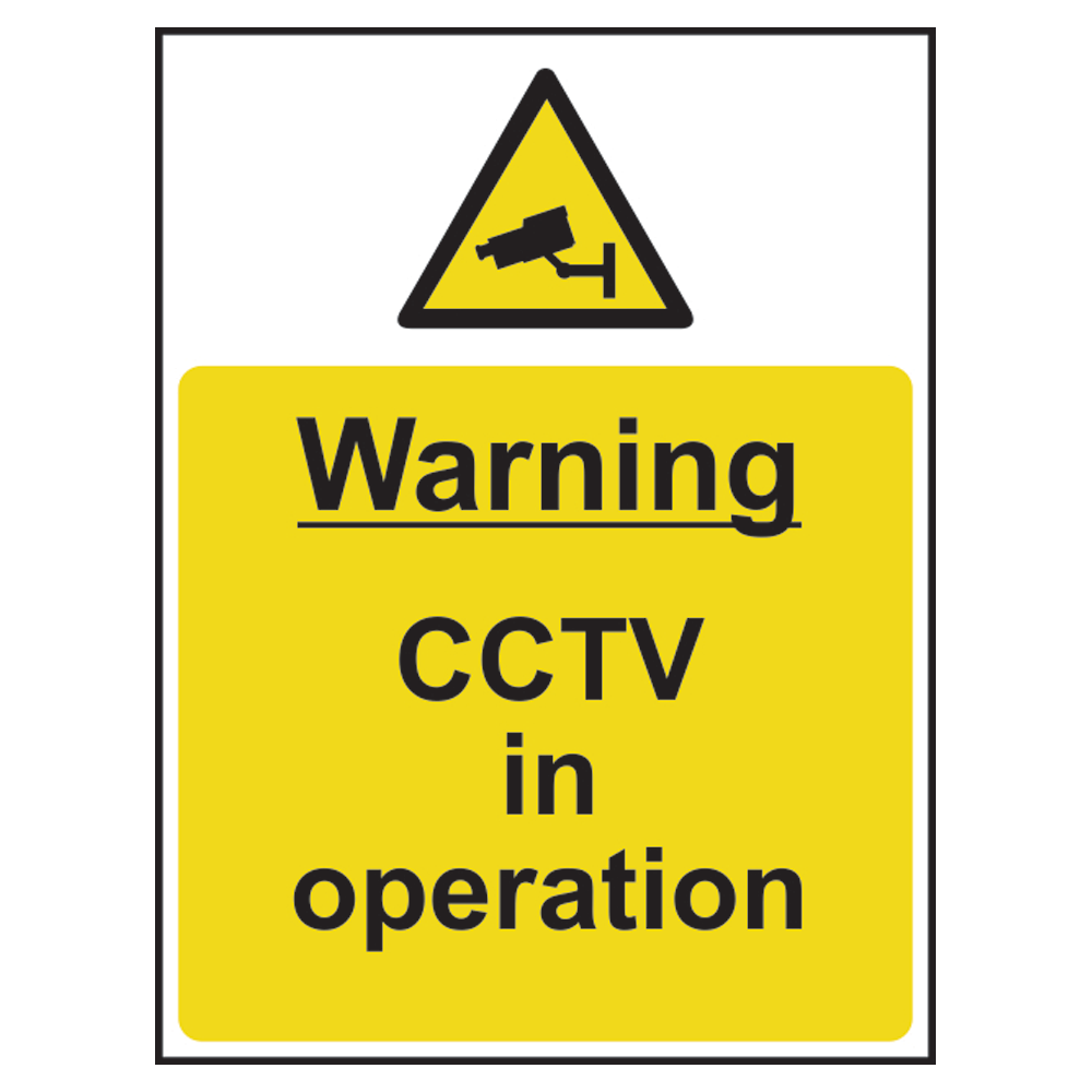 ASEC Warning: CCTV In Operation Sign 300mm x 400mm 300mm x 400mm - Black & Yellow