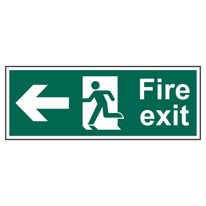 ASEC Fire Exit Arrow Direction Sign 400mm x 150mm Left - Green & White