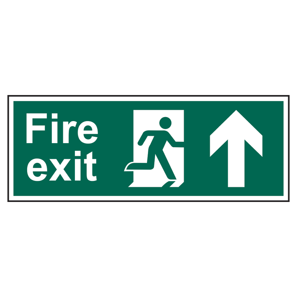 ASEC Fire Exit Arrow Direction Sign 400mm x 150mm Up - Green & White