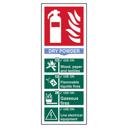 ASEC Fire Extinguisher Signs 82mm x 202mm Dry Powder