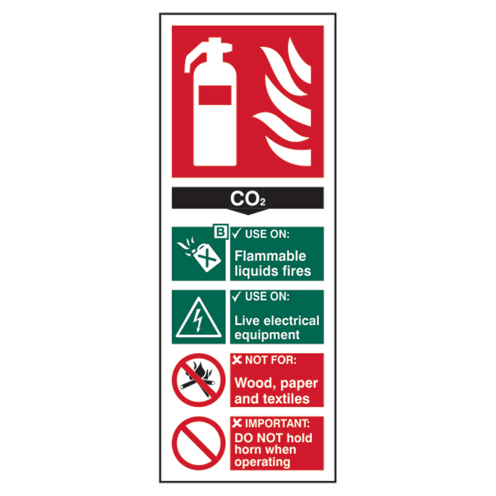 ASEC Fire Extinguisher Signs 82mm x 202mm CO2