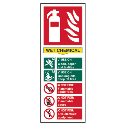 ASEC Fire Extinguisher Signs 82mm x 202mm Wet Chemical