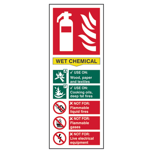 ASEC Fire Extinguisher Signs 82mm x 202mm Wet Chemical