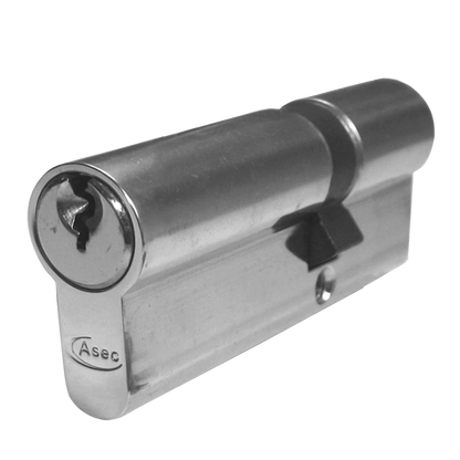 ASEC 5-Pin Euro Double Cylinder 80mm 30/50 25/10/45 Keyed To Differ - Nickel Plated