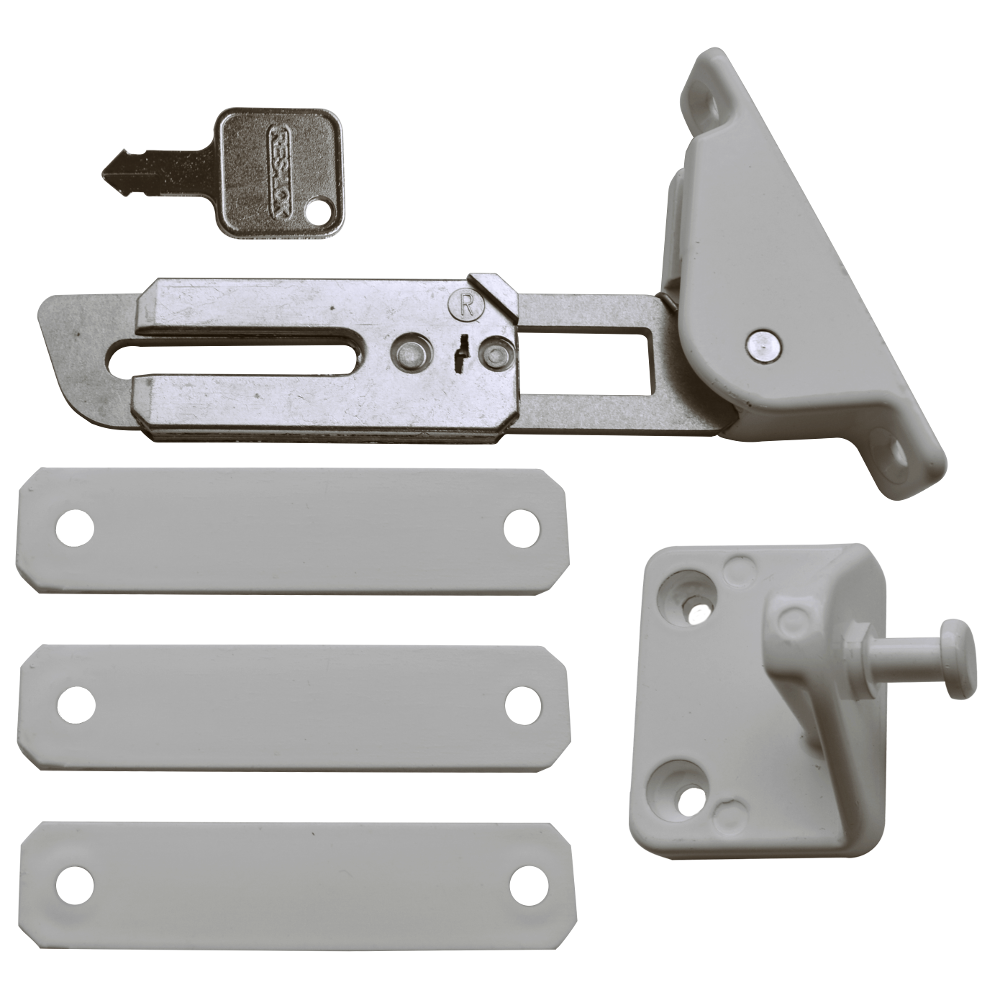 ASEC Face Fix Locking Window Restrictor Kit Right Hand - Silver & White