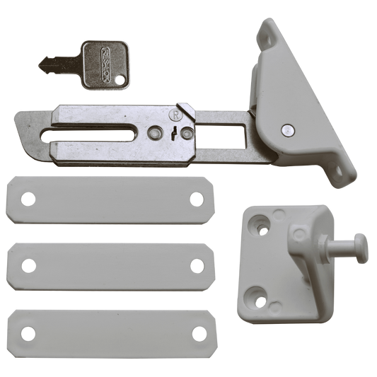 ASEC Face Fix Locking Window Restrictor Kit Right Hand - Silver & White