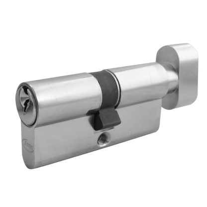 ASEC 5-Pin Euro Key & Turn Cylinder 60mm 30/T30 25/10/T25 Keyed To Differ - Nickel Plated