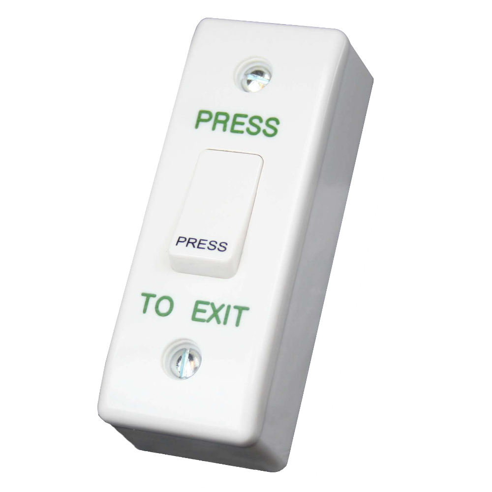 ASEC Narrow Press To Exit Button Narrow Style - White