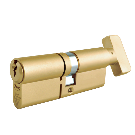 ASEC Kite Elite 3 Star Snap Resistant Euro Key & Turn Cylinder 90mm 45Ext/T45 40/10/40T Keyed To Differ Pro - Satin Brass