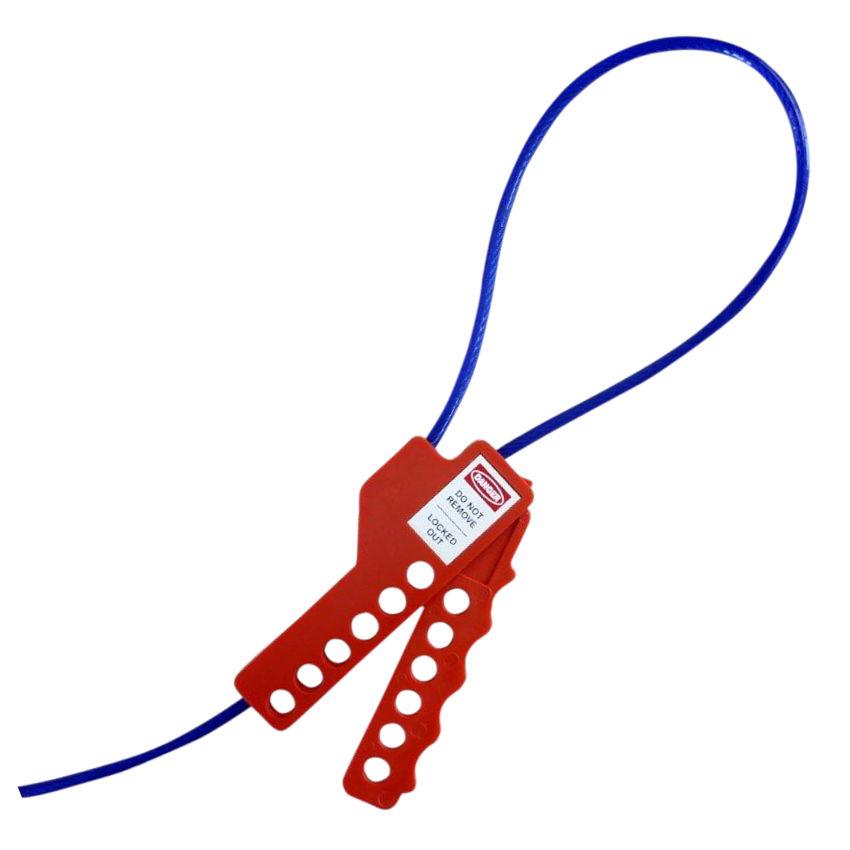 ASEC Multi-Purpose Cable Lockout Hasp 2.5m Nylon Coated Steel - Red & Blue