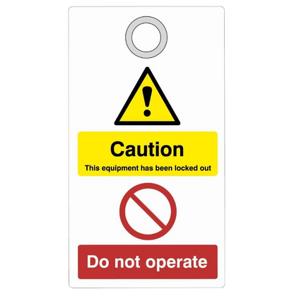 ASEC Double Sided Lockout Tagout Tags Caution - Do Not Operate 75mm - Red & Yellow