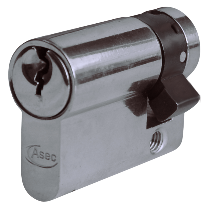 Asec Euro Half Cylinder With Adjustable Cam - 5 Pin 40mm 30/10 - Nickel Plated