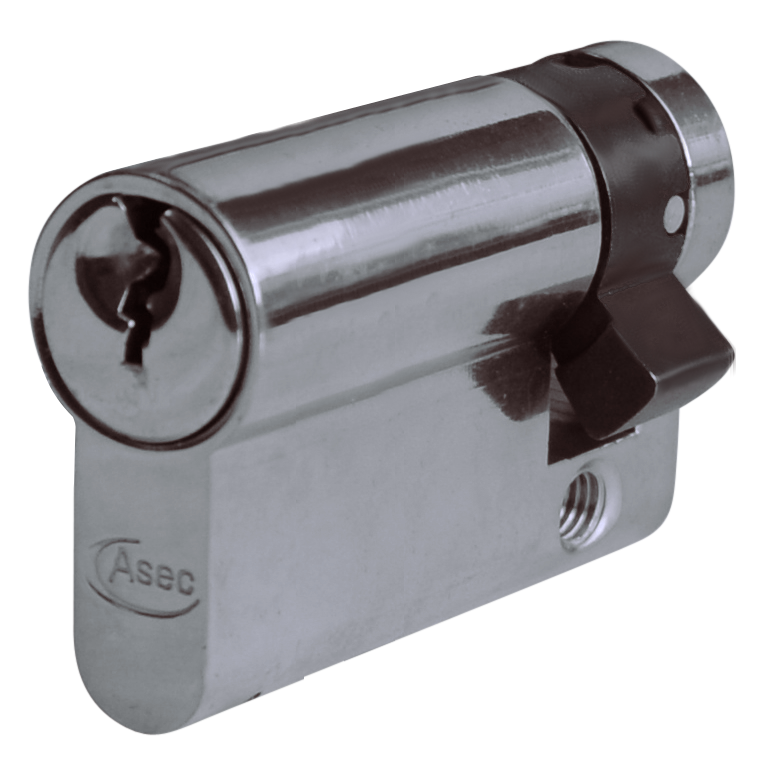 Asec Euro Half Cylinder With Adjustable Cam - 5 Pin 50mm 40/10 - Nickel Plated