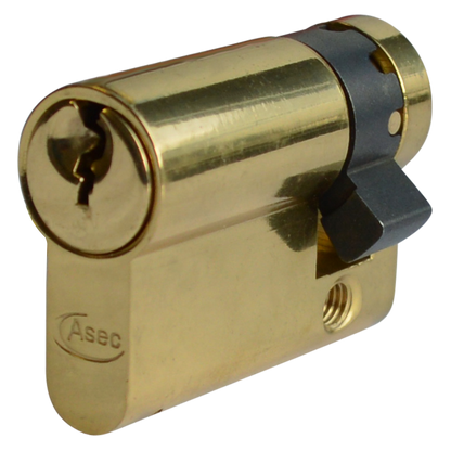 Asec Euro Half Cylinder With Adjustable Cam - 5 Pin 45mm 35/10 - Polished Brass