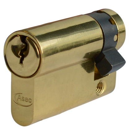 Asec Euro Half Cylinder With Adjustable Cam - 5 Pin 50mm 40/10 - Polished Brass