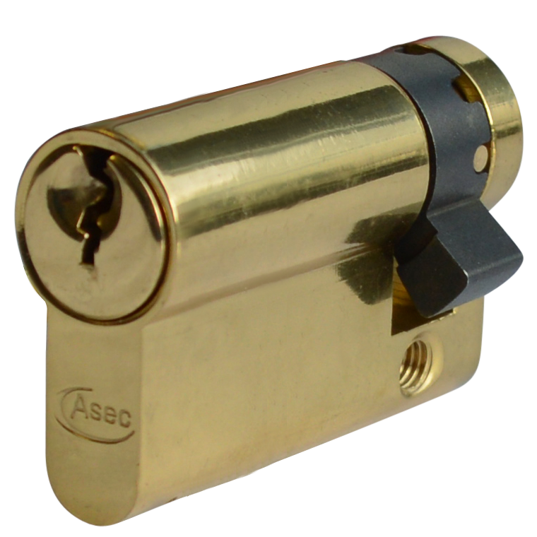 Asec Euro Half Cylinder With Adjustable Cam - 6 Pin 50mm 40/10 - Polished Brass