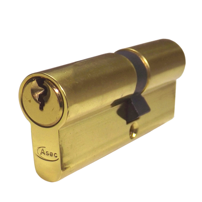 ASEC 5-Pin Euro Double Cylinder 70mm 35/35 30/10/30 Keyed To Differ - Polished Brass