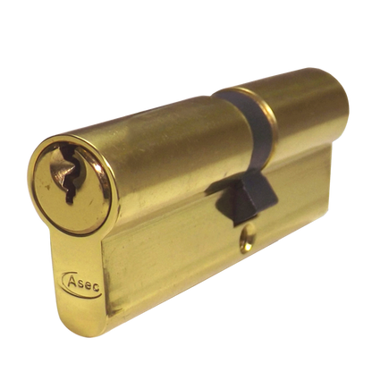 ASEC 5-Pin Euro Double Cylinder 80mm 40/40 35/10/35 Keyed To Differ - Polished Brass