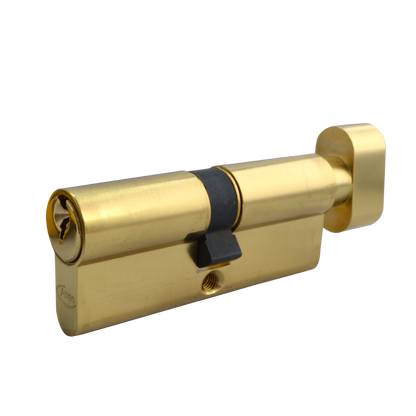 ASEC 5-Pin Euro Key & Turn Cylinder 80mm 40/T40 35/10/T35 Keyed To Differ - Polished Brass