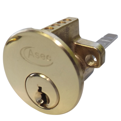 ASEC 5-Pin Rim Cylinder Keyed To Differ Pro - Polished Brass