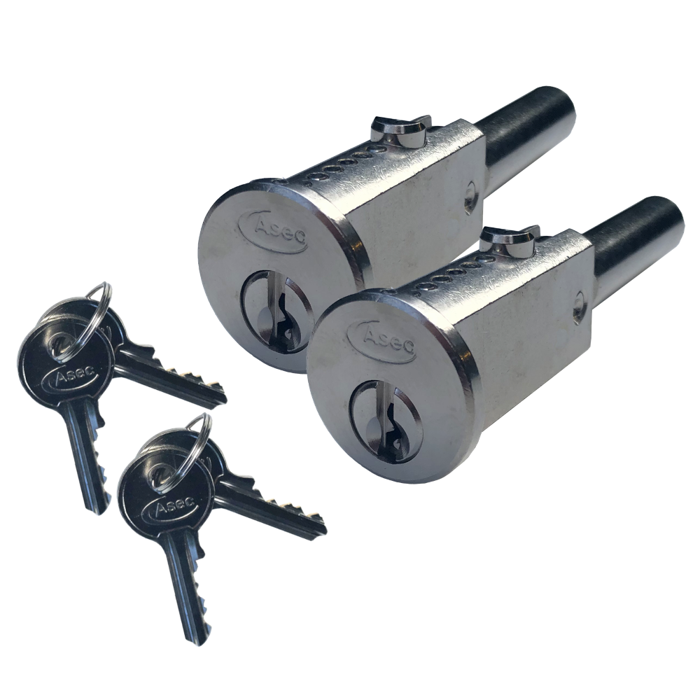 Asec Round Faced Bullet Lock SC Keyed Alike Pair A - Nickel Plated